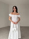 Біла сукня-міді в горошок з відкритими плечима | 6816885 | фото 2