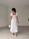 Біла сукня-міді в горошок з відкритими плечима | 6816885 | фото 3
