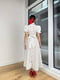 Розкльошена біла сукня-міді в горошок з рукавами-фонариками | 6816888 | фото 3