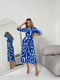 Синя сукня-міді А-силуету в абстрактний принт | 6816898 | фото 4