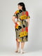 Приталенное оливковое платье из льна бохо с принтом | 6817046 | фото 5