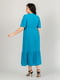 Свободное бирюзовое платье-миди с поясом | 6817049 | фото 4