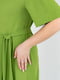 Свободное платье-миди лаймового цвета с поясом | 6817051 | фото 8