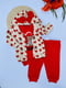 Червоно-бежевий костюм: боді, штани, кофта | 6817197 | фото 2