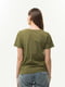 Однотонна оливкова футболка вільного крою | 6819639 | фото 3