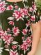 Блуза батал кольору хакі з квітковим принтом | 6819657 | фото 3