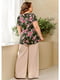 Блуза батал кольору хакі з квітковим принтом | 6819657 | фото 4
