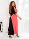 Вільна чорно-рожева сукня-максі із зав’язками | 6819668 | фото 4