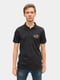 Чорна футболка-поло з логотипом бренду | 6817355 | фото 3