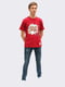 Хлопковая бордовая футболка с принтом | 6817389 | фото 4