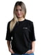 Бавовняна чорна оверсайз футболка з принтом | 6817440 | фото 2