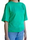 Хлопковая зеленая оверсайз футболка с принтом | 6817441 | фото 3