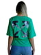 Бавовняна зелена оверсайз футболка з принтом | 6817441 | фото 4
