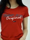 Бавовняна червона футболка з принтом | 6817465 | фото 3