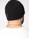Трикотажна чорна шапка з аплікацією на закоті | 6817503 | фото 3