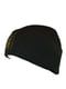 Трикотажна чорна шапка з аплікацією на закоті | 6817503 | фото 4