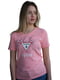 Бавовняна рожева футболка з фірмовим принтом та стразами | 6817515 | фото 2