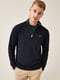 Темно-синий свитер с воротником на молнии и лого | 6817592 | фото 2