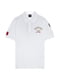 Біла футболка-поло з принтом та вишивкою логотипу | 6817756