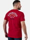 Хлопковая темно-красная футболка с принтом и аппликациями | 6817763 | фото 6