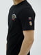Бавовняна чорна футболка з принтом та аплікаціями | 6817765 | фото 4