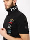 Чорна футболка-поло з принтом та вишивкою логотипу | 6817782 | фото 3