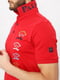 Червона футболка-поло з принтом та вишивкою логотипу | 6817783 | фото 3