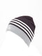 Сіро-чорна шапка в смужку з вишитим лого | 6818008 | фото 2