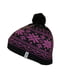 Чорно-фіолетова шапка з орнаментом та помпоном | 6818019 | фото 2