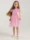 Сукня рожева з фатином та принтом | 6818097