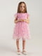 Сукня рожева з фатином та принтом | 6818097 | фото 4