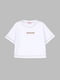 Укорочена біла футболка з написом | 6818517 | фото 9
