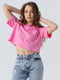 Укорочена рожева футболка з накладною кишенею | 6818551 | фото 4