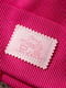 Рожева шапка в рубчик на зав”язках з логотипом бренду на підвороті | 6818552 | фото 2