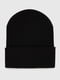 Чорна шапка в рубчик з підворотом та логотипом бренду | 6818612 | фото 7