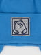 Синя шапка в рубчик на зав”язках з логотипом бренду на підвороті | 6818634 | фото 2
