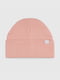 Рожева шапка в рубчик з підворотом | 6818637 | фото 2