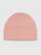 Рожева шапка в рубчик з підворотом | 6818637 | фото 4
