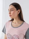 Нічна сорочка бавовняна рожева з принтом | 6818704 | фото 3