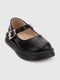 Чорні туфлі з екошкіри, декоровані металевою пряжкою | 6818991 | фото 6