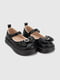 Чорні туфлі з екошкіри, декоровані бантом та візерунком | 6819089