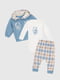 Костюм блакитно-білий в принт: боді, кофта та штани | 6819175 | фото 2