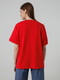 Червона футболка вільного крою з підвернутими рукавами та розрізами по боках | 6819239 | фото 4