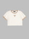 Укорочена футболка молочного кольору з логотипом бренду | 6819572 | фото 7