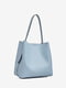 Голубая кожаная сумка-шопер | 6820493 | фото 3