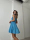 Блакитна сукня А-силуету в квітковий принт з бретелями-зав’язками | 6820541 | фото 3