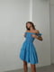 Блакитна сукня А-силуету в квітковий принт з бретелями-зав’язками | 6820541 | фото 4