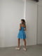 Блакитна сукня А-силуету в квітковий принт з бретелями-зав’язками | 6820541 | фото 5