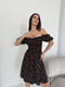 Чорна сукня А-силуету в квітковий принт з відкритими плечима | 6820544 | фото 2