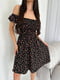 Чорна сукня А-силуету в квітковий принт з відкритими плечима | 6820544 | фото 3